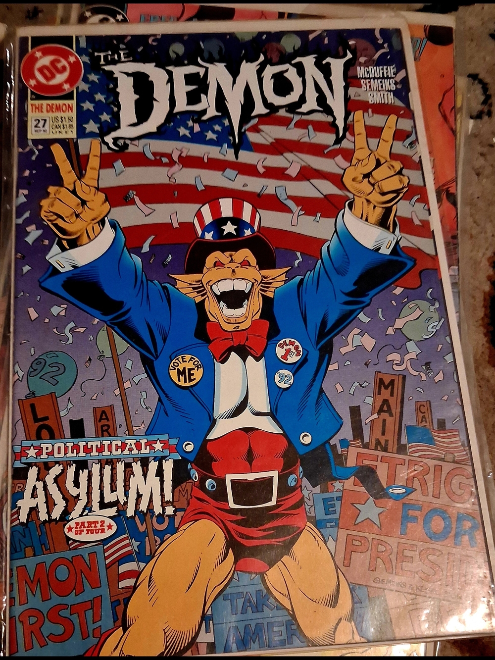 DC The Demon Comic Cover in Red, White & Blue
